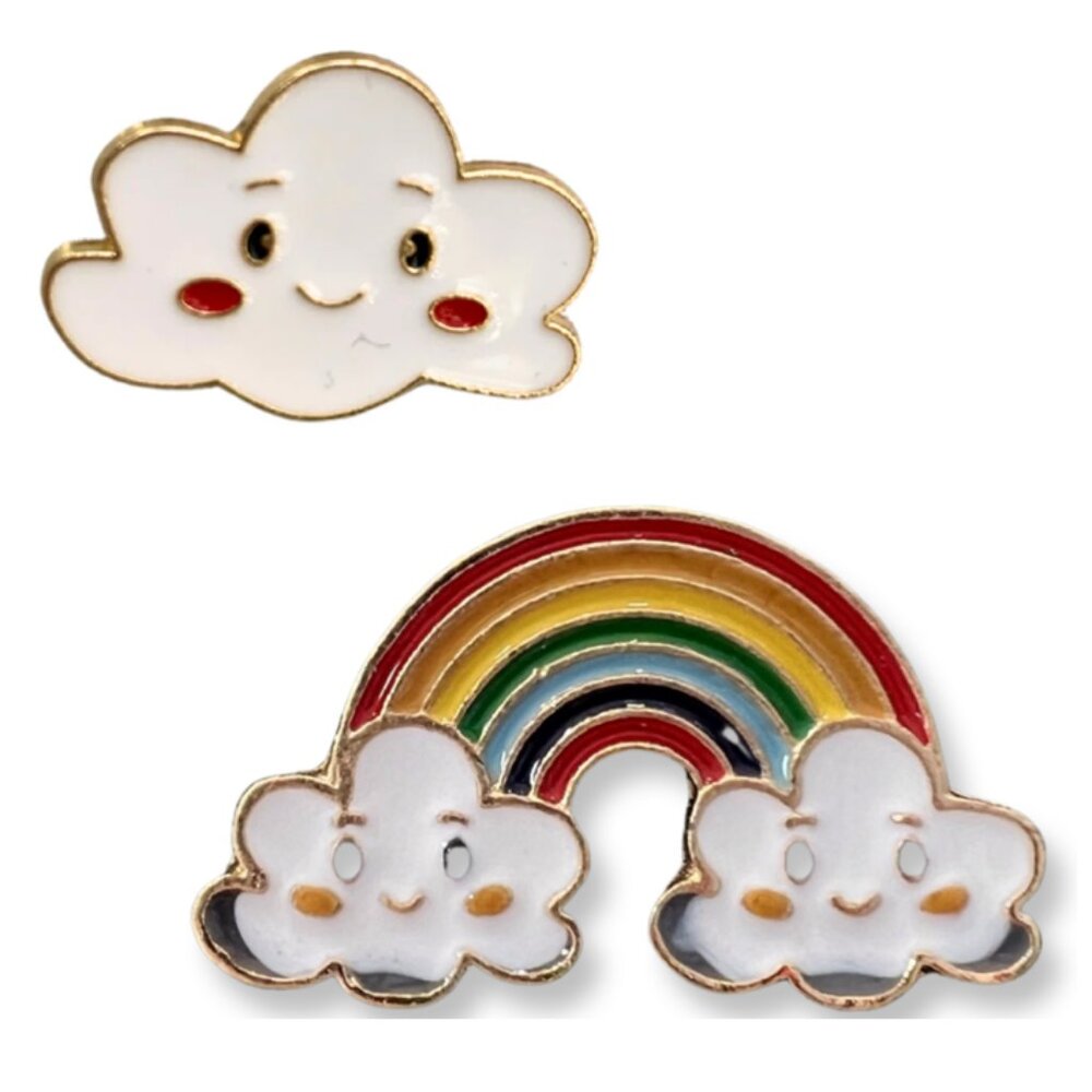 Happy Rainbow & Cloud Kawaii Badge Pins